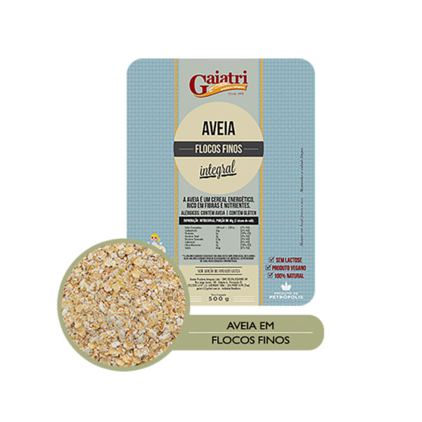 Aveia em flocos finos 500g l Gaiatri